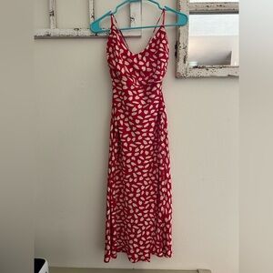 Hello Molly Red and White Leaf Maxi Dress